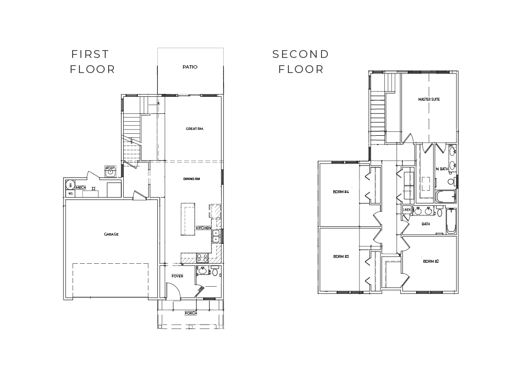 Floor plan for 4 beds, 2.5 baths, 1739 sqft